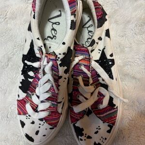 Cowprint, serape sneakers. Never worn.